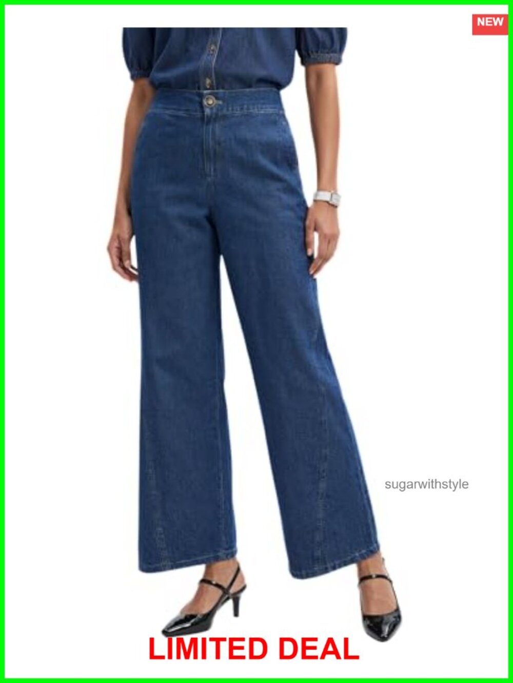 Wide Leg Fly Front Tailored Dress Pants Mid Rise Stretch Office